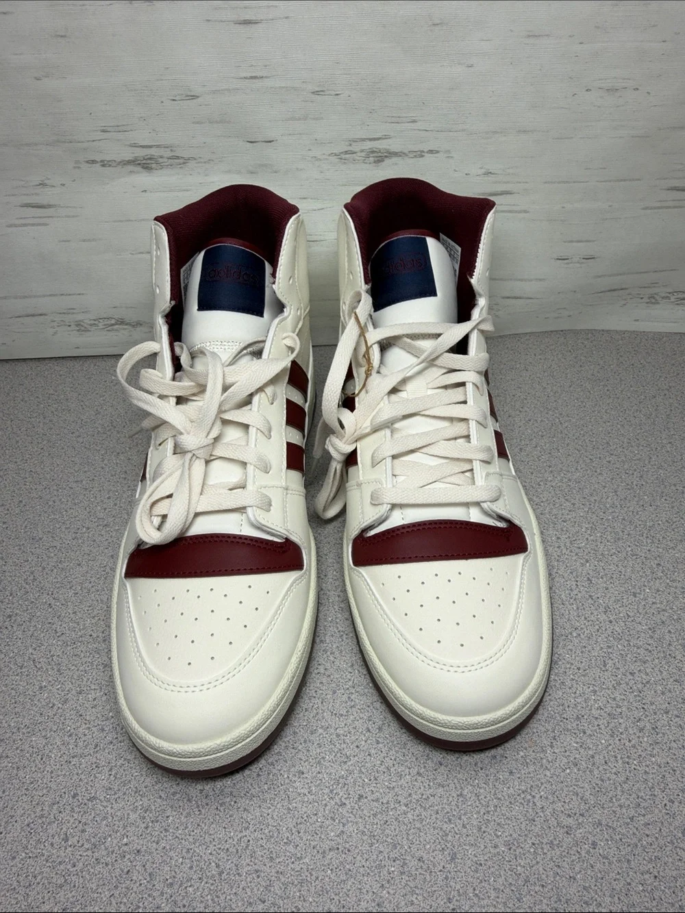 adidas High-Top Sneakers in White and Burgundy